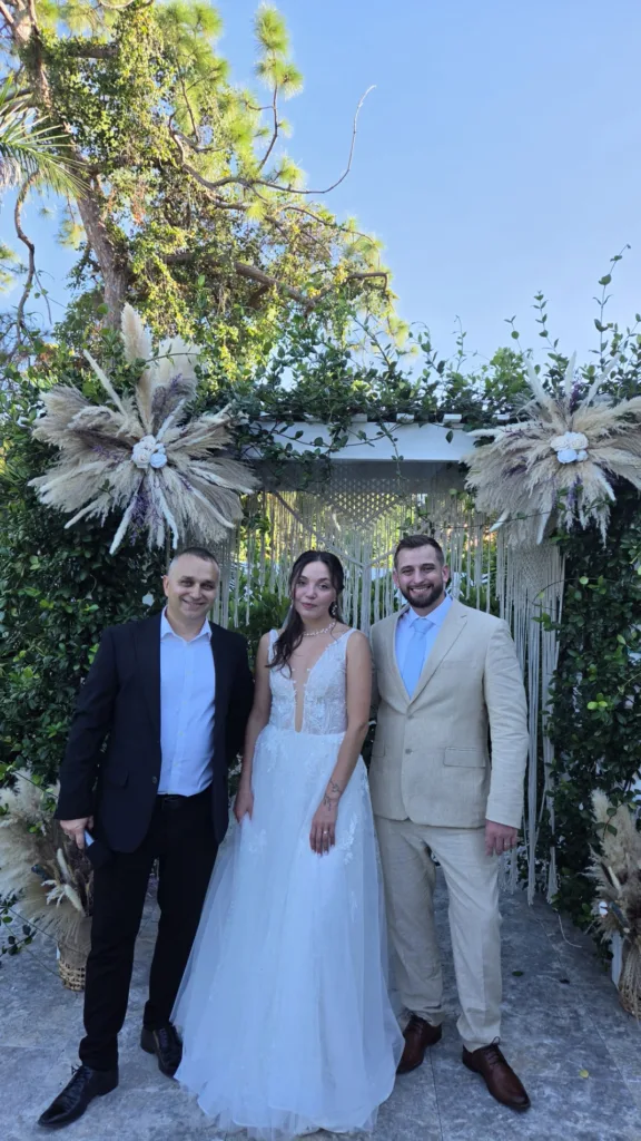Bride and groom at a private wedding in Bradenton, Florida